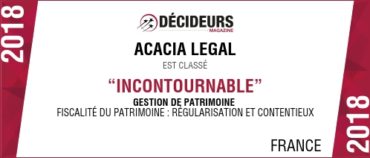 Acacia Legal dans le classement Décideurs "Gestion de Patrimoine"