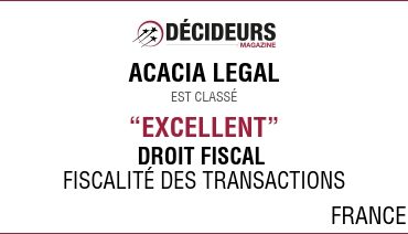 Acacia Legal dans le classement Décideurs "Stratégies Financières et Fiscales"