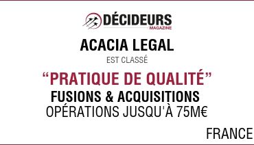 Acacia Legal dans le classement Décideurs "Fusions et Acquisitions"